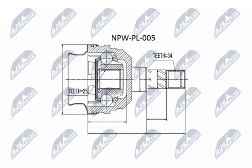 Homokineet reparatie set, aandrijfas